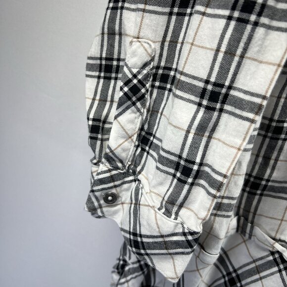 J Jill Women's Tunic Top 2X Black White Plaid Mixed Prints Long Sleeve Button - Picture 4 of 9